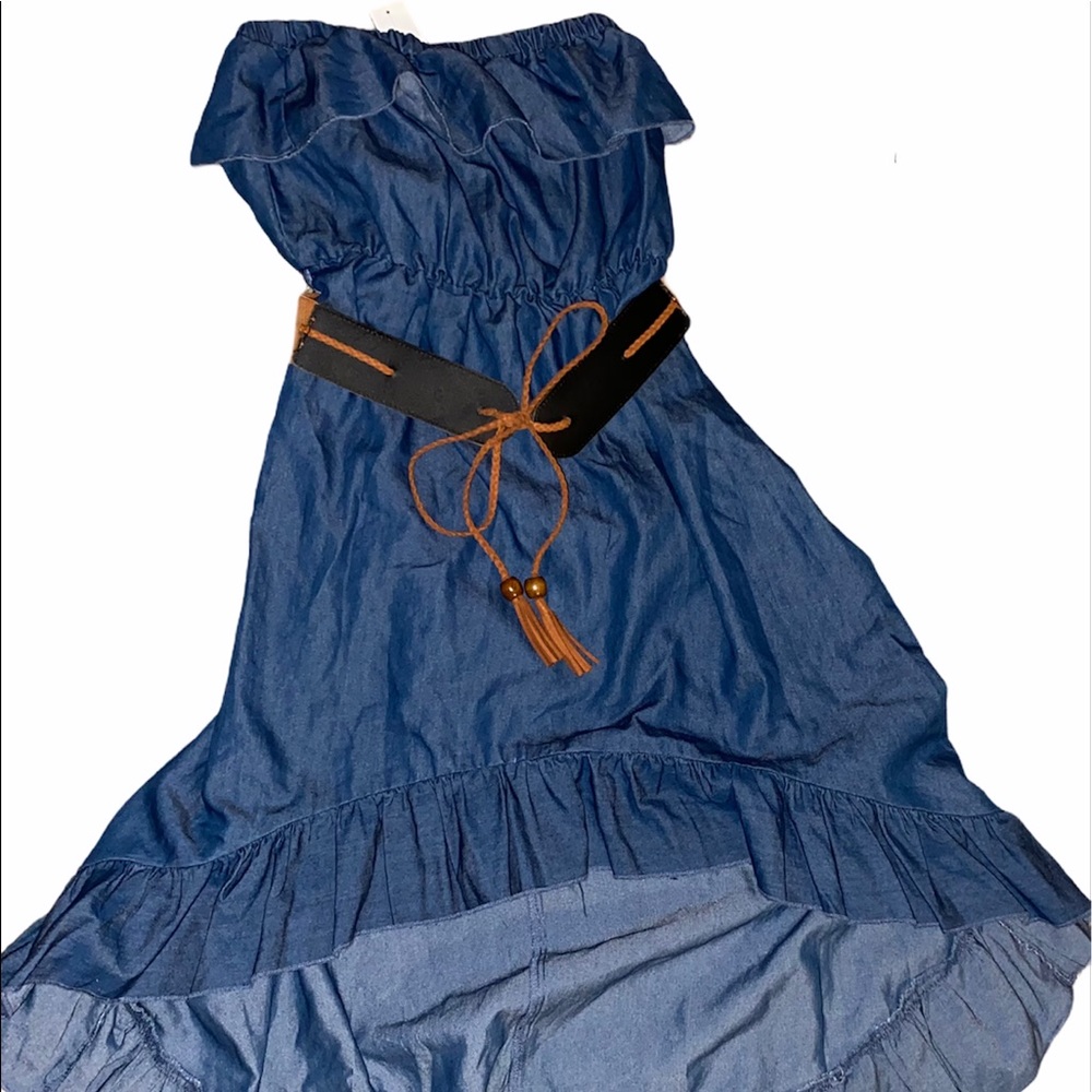 BOHO Strapless Denim Dress